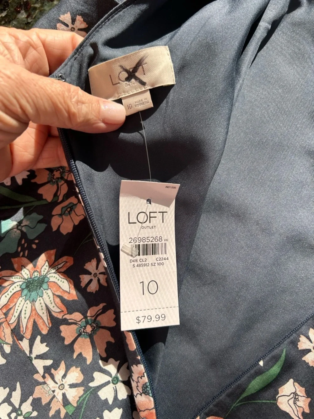 NWT Loft Outlet Blue Floral Sunshine Fit and Flare Boatneck Lined Dress. Midi. - Picture 5 of 7